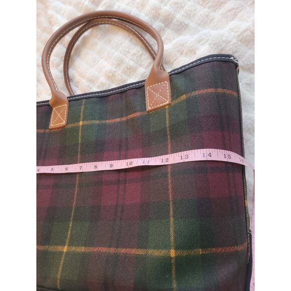 L.L.Bean HTF Picnic Zipper Canvas Tote Blanket Set Multi Plaid Used Once - Picture 10 of 15
